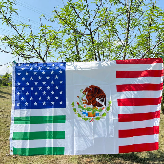 CZY  US MX FRIENDSHIP Flag 90x150cm Printing Polyester US MX FRIENDSHIP Flag For American And Mexico Hanging Flag